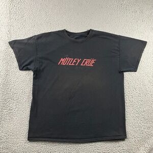 Motley Crue Graphic T-Shirt Men XL Black Red Logo Short Sleeve Rock Band Tee